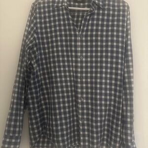 Theory long sleeve cotton Navy/Grey/White men’s check shirt sz M